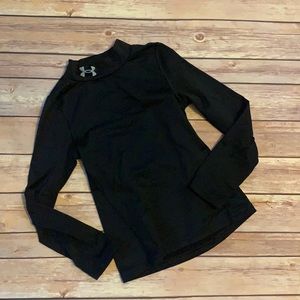 EUC Boys Black Under Armour Cold Gear Mock Neck